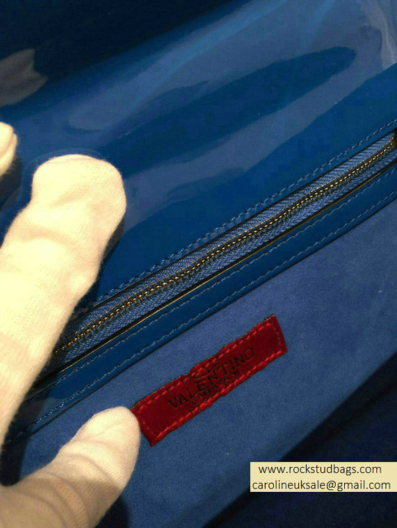 Valentino Royal Blue Rockstud Flap Medium Bag - Click Image to Close