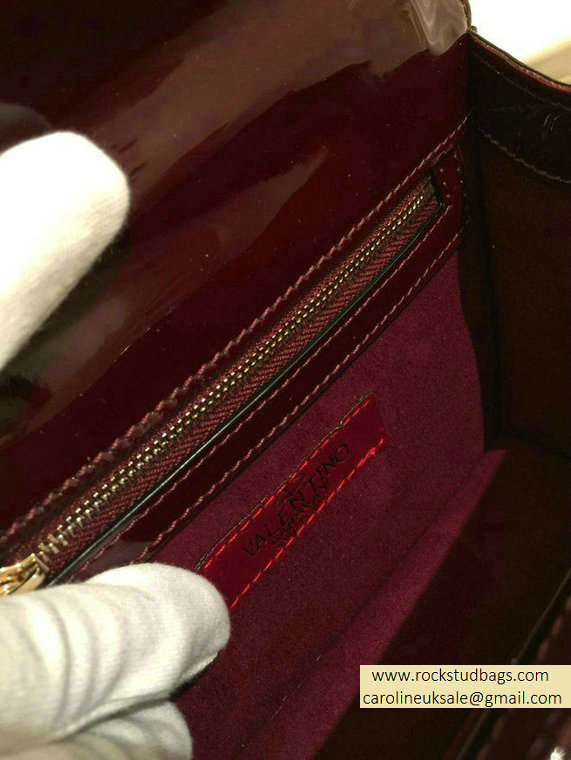 Valentino Burgundy Rockstud Flap small Bag - Click Image to Close