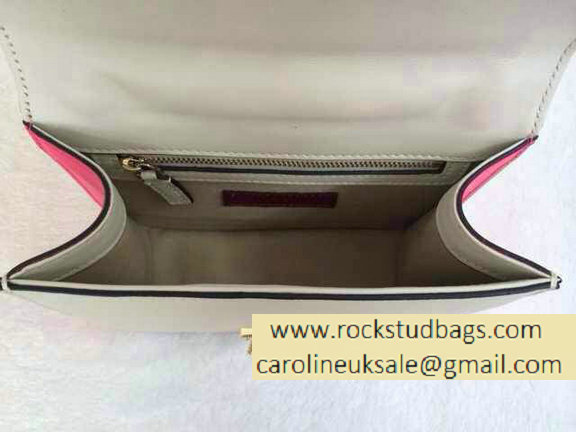 Valentino Psychedelic Rockstud Lock Shoulder Bag Bright Pink/White Cruise 2015