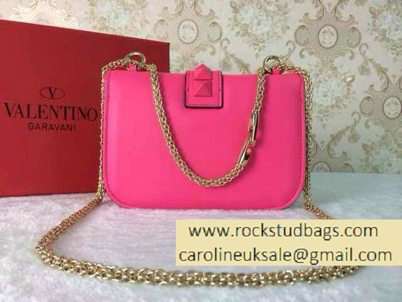 Valentino Psychedelic Rockstud Lock Shoulder Bag Bright Pink/White Cruise 2015