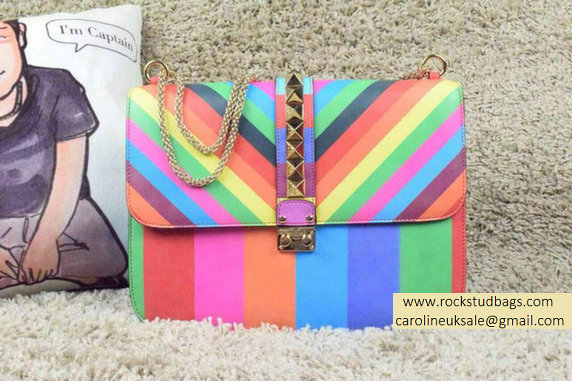 Valentino Chain Large Shoulder Bag in Multicolor Calfskin 2015