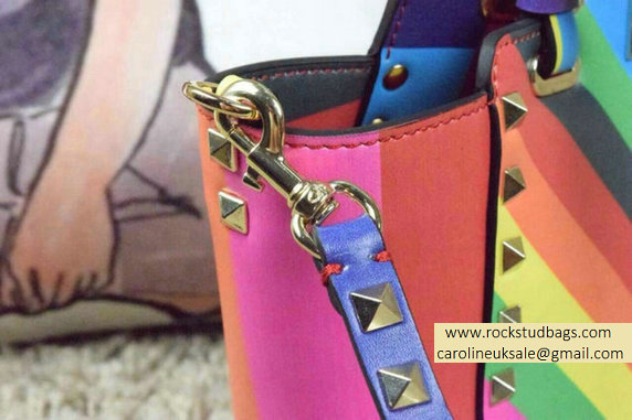Valentino Rockstud Small Double Handle Tote Bag in Multicolor Calfskin 2015