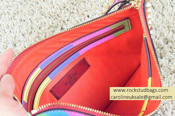Valentino Rockstud Pouch Clutch Bag in Multicolor Calfskin 2015 - Click Image to Close