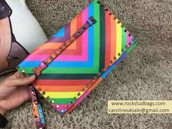 Valentino Rockstud Clutch Bag in Multicolor Calfskin 2015 - Click Image to Close