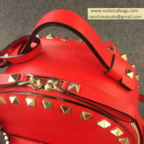 Valentino Red Rockstud Small Backpack(Gold Hardware))