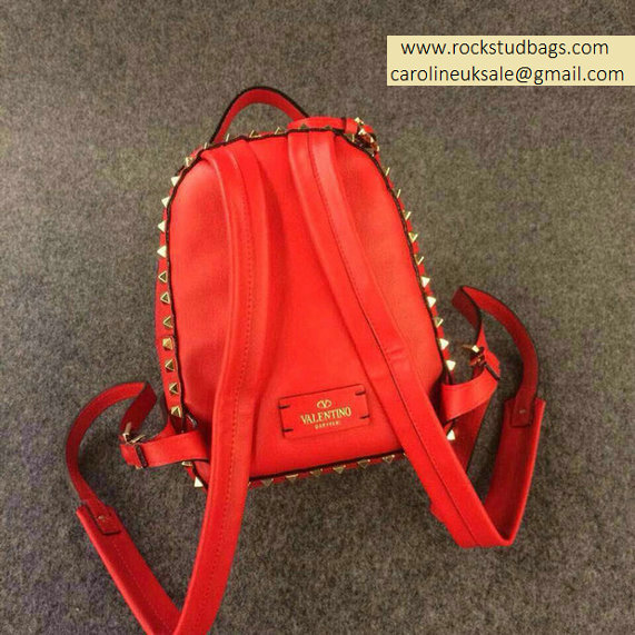 Valentino Red Rockstud Small Backpack(Gold Hardware))