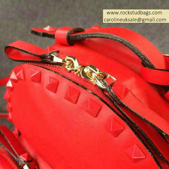 Valentino Red Rockstud Small Backpack(Red Rivet) - Click Image to Close