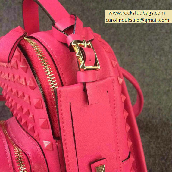 Valentino Rose Red Full Rockstud Small Backpack - Click Image to Close