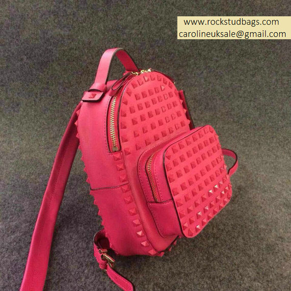 Valentino Rose Red Full Rockstud Small Backpack - Click Image to Close