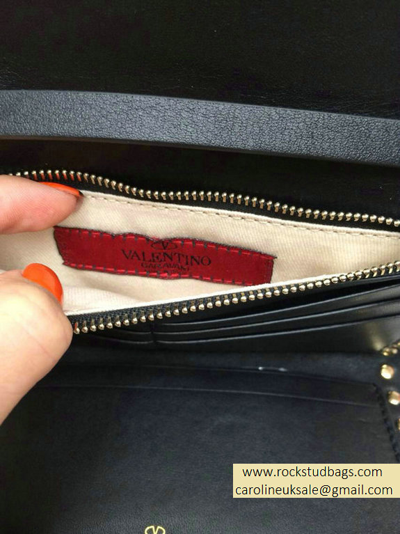 Valentino Rockstud Wallet With Shoulder Srap Black2 2015 - Click Image to Close