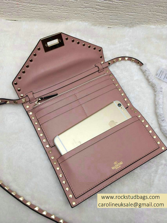Valentino Rockstud Wallet With Shoulder Srap Nude Pink 2015 - Click Image to Close