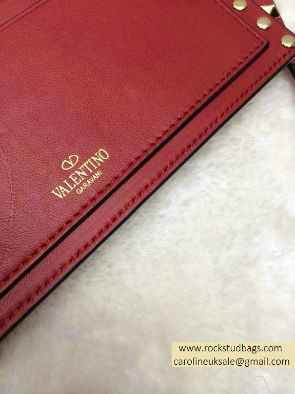 Valentino Rockstud Wallet With Shoulder Srap Red 2015 (1B055-2125 ) - Click Image to Close