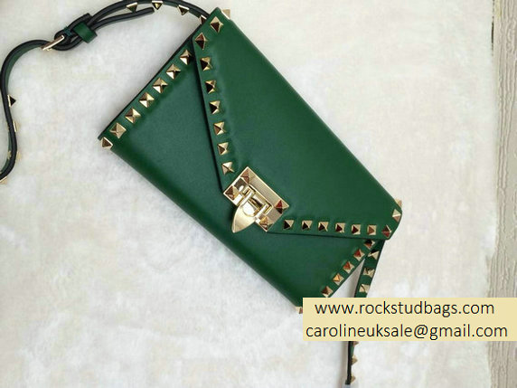 Valentino Rockstud Wallet With Shoulder Srap Green 2015