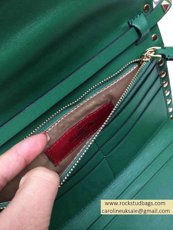 Valentino Rockstud Wallet With Shoulder Srap Green 2015
