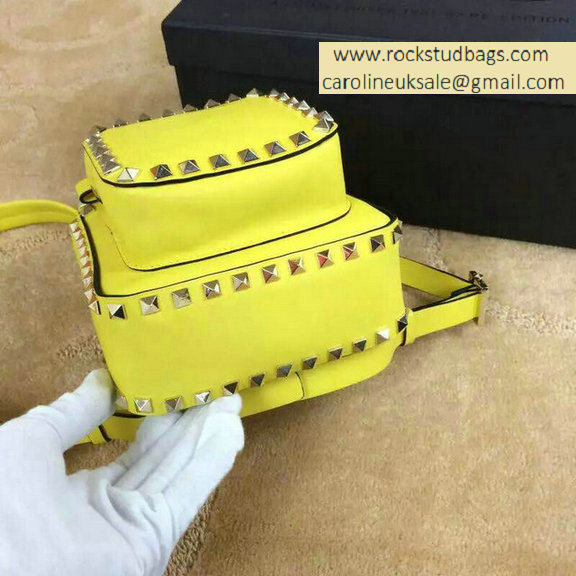 Valentino Yellow Rockstud Small Backpack(Silver Hardware) - Click Image to Close