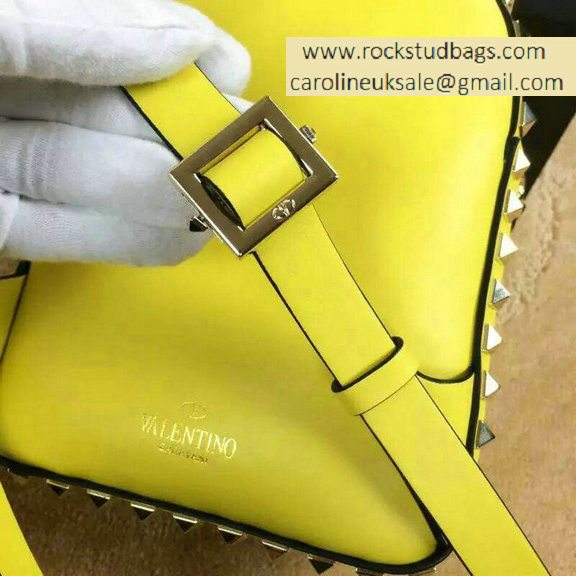 Valentino Yellow Rockstud Small Backpack(Silver Hardware)