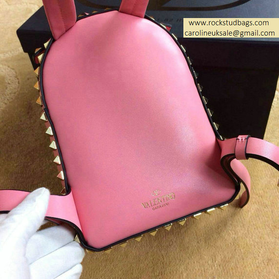 Valentino Pink Rockstud Small Backpack(Silver Hardware)
