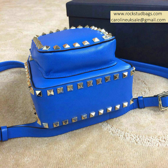 Valentino Blue Rockstud Small Backpack(Silver Hardware)
