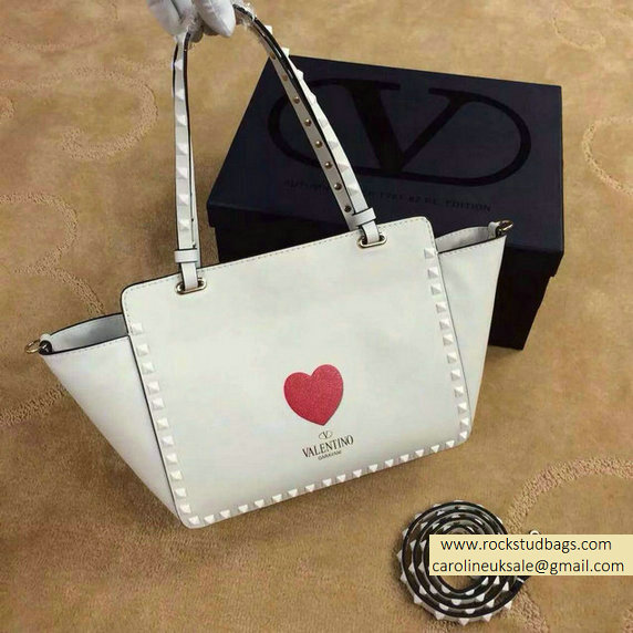 Valentino "for special you" Red Heart Rockstud Small Tote Bag 2015 - Click Image to Close