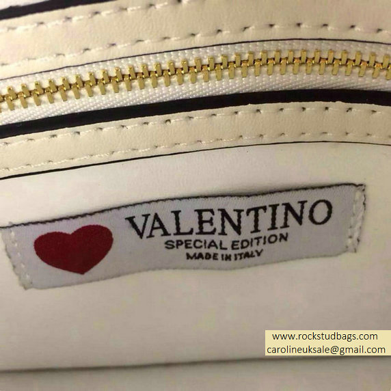 Valentino "for special you" Red Heart Rockstud Clutch in White