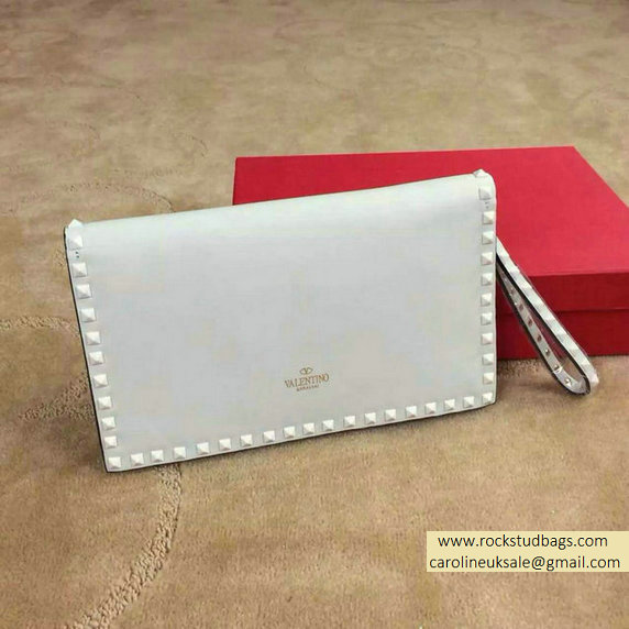 Valentino "for special you" Red Heart Rockstud Clutch in White - Click Image to Close