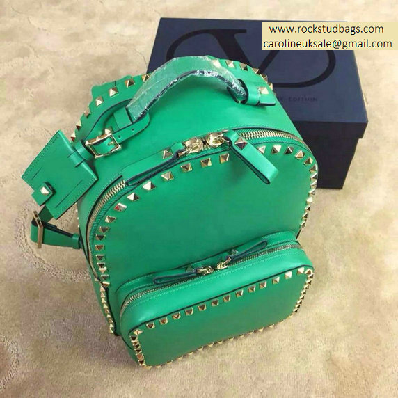 2015 Valentino Garavani Rockstud Medium Backpack in Green
