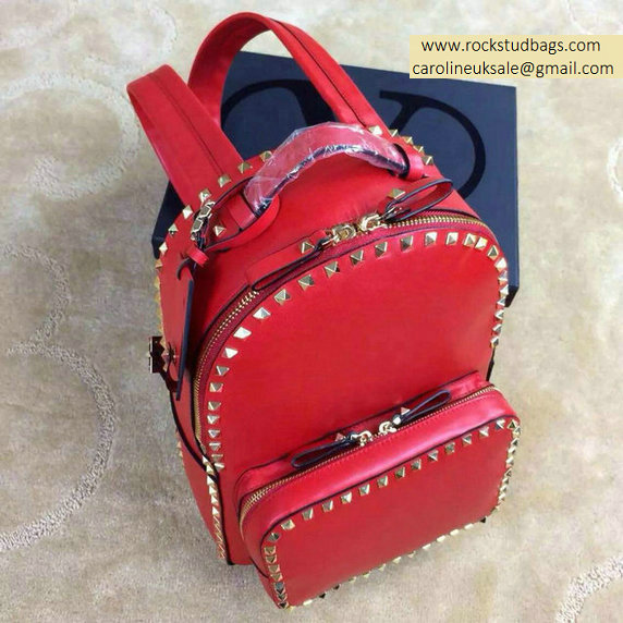 2015 Valentino Garavani Rockstud Medium Backpack in Red
