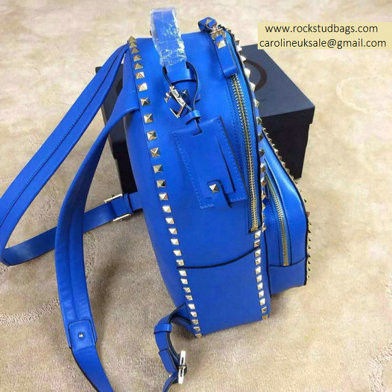 2015 Valentino Garavani Rockstud Medium Backpack in Blue