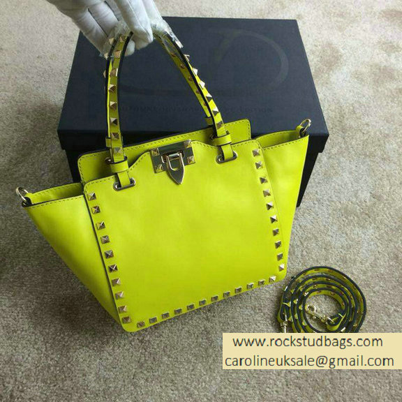 Valentino Rockstud Mini Tote in Fluo Yellow 2015