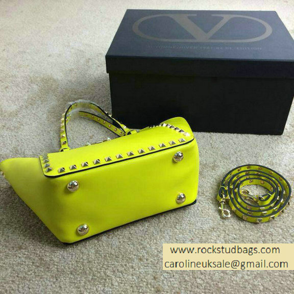 Valentino Rockstud Mini Tote in Fluo Yellow 2015 - Click Image to Close