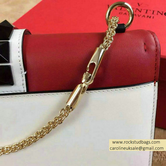 Valentino Psychedelic Rockstud Lock Medium Shoulder Bag Red/White - Click Image to Close