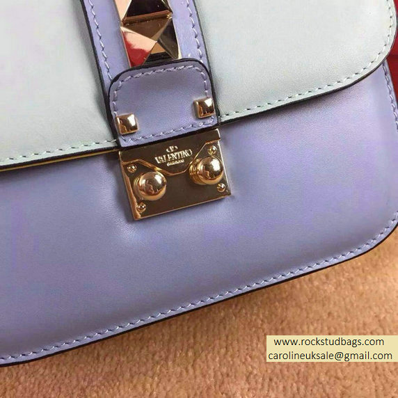 Valentino Psychedelic Rockstud Lock Small Shoulder Bag Baby Blue/Blue/Pink - Click Image to Close