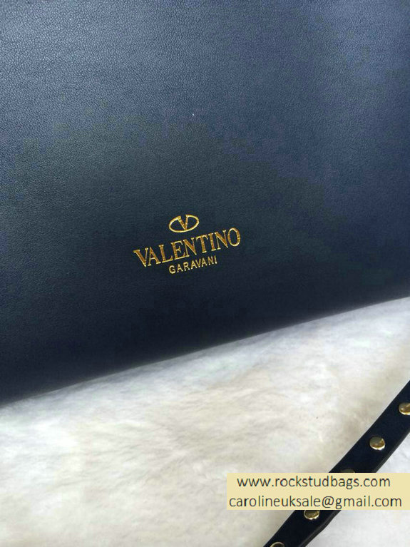 Valentino Garavani Rockstud Double Handle Bag Deep Blue 2015