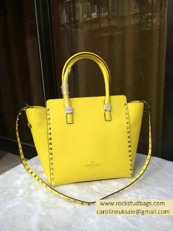 Valentino Garavani Rockstud Double Handle Bag Yellow 2015