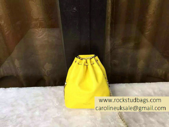 Valentino Garavani Rockstud Pouch in Yellow Calfskin 2015