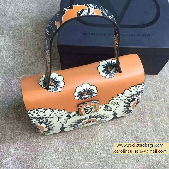 Valentino Small Singal Handle Bag in Printed Calfskin Yellow SS2015