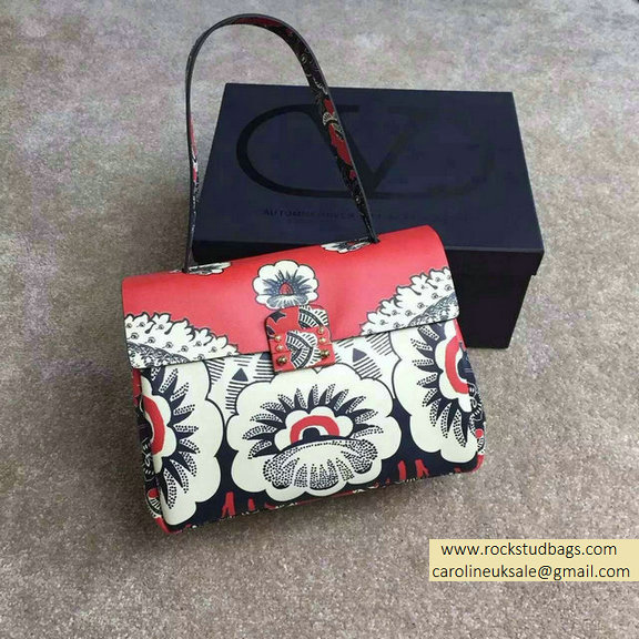 Valentino Small Singal Handle Bag in Printed Calfskin Red SS2015
