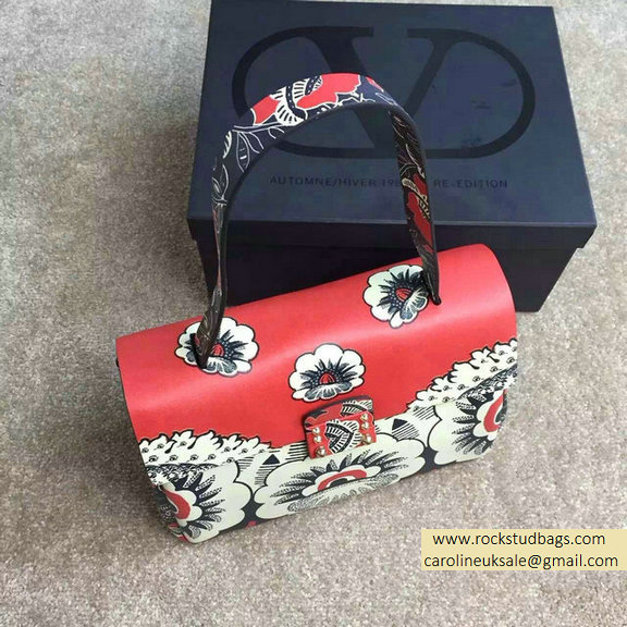 Valentino Small Singal Handle Bag in Printed Calfskin Red SS2015 - Click Image to Close