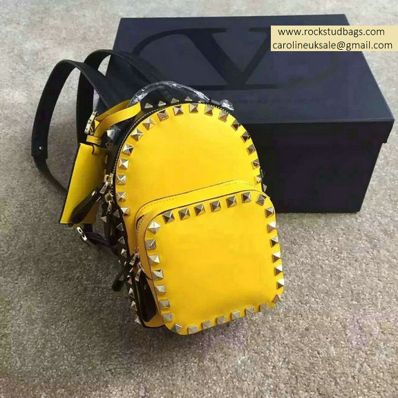 Valentino Multicolor Yellow Rockstud Small Backpack(Silver Hardware)