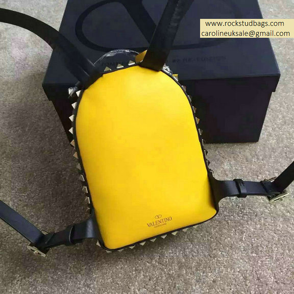 Valentino Multicolor Yellow Rockstud Small Backpack(Silver Hardware)