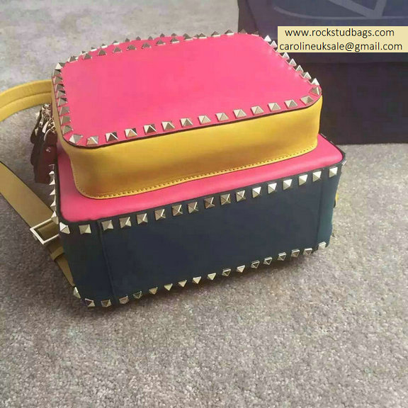 Valentino Multicolor Rosy Rockstud Medium Backpack(Silver Hardware)