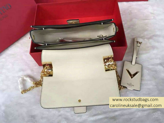 Valentino Chain Shoulder Bag in White Calfskin 2015 - Click Image to Close