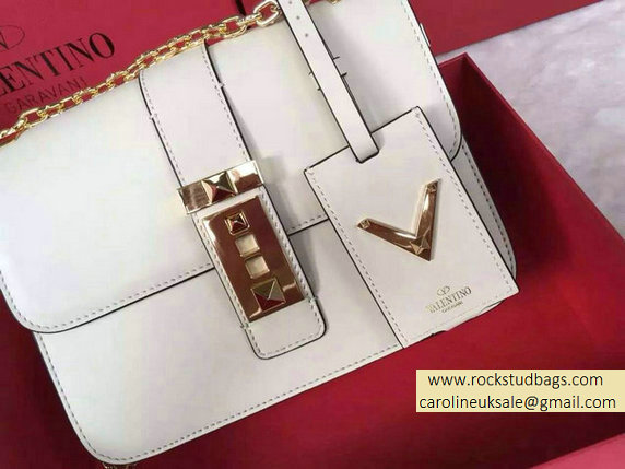 Valentino Chain Shoulder Bag in White Calfskin 2015 - Click Image to Close