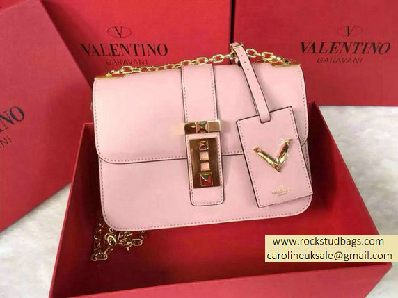 Valentino Chain Shoulder Bag in Pink Calfskin 2015