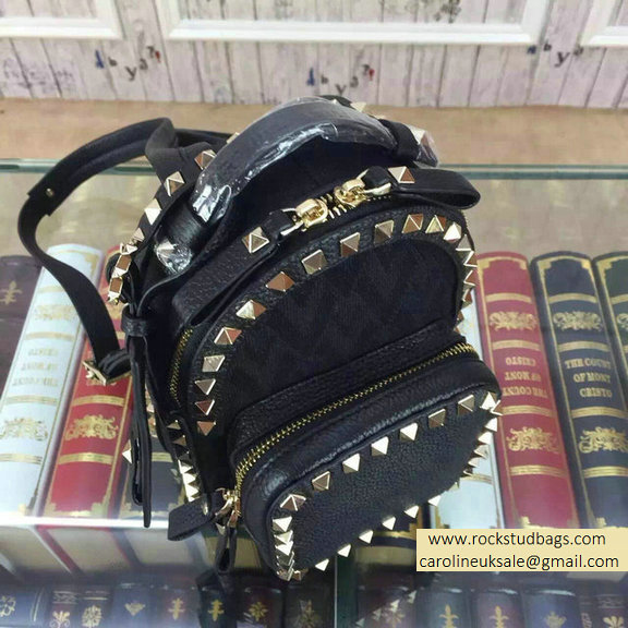 Valentino Fabric Rockstud Small Backpack Black 2015 - Click Image to Close