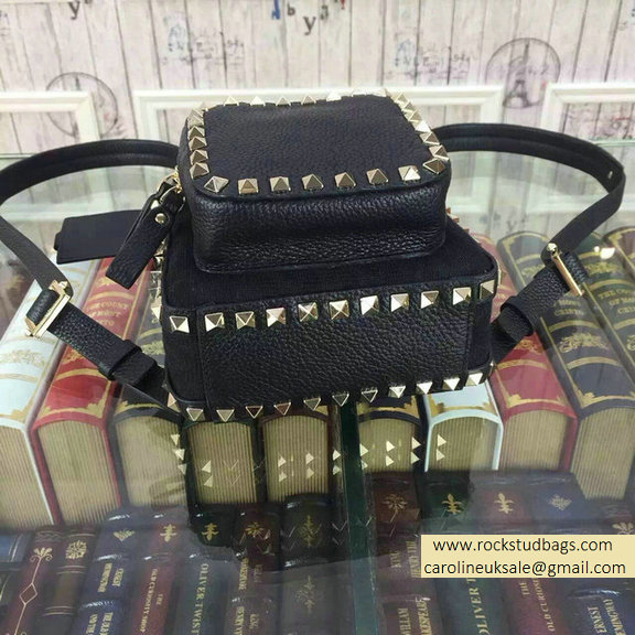 Valentino Fabric Rockstud Small Backpack Black 2015 - Click Image to Close