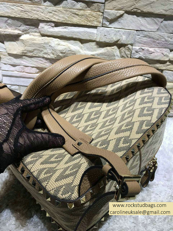 Valentino Fabric Rockstud Medium Backpack Brown 2015 - Click Image to Close