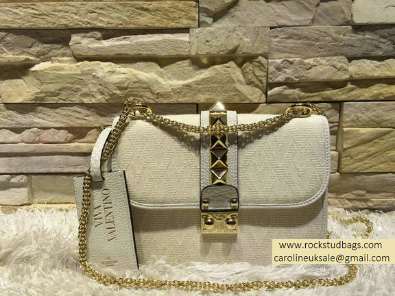 Valentino Small Fabric Chain Shoulder Bag White 2015 - Click Image to Close