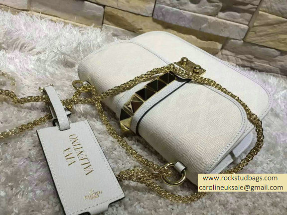 Valentino Small Fabric Chain Shoulder Bag White 2015 - Click Image to Close