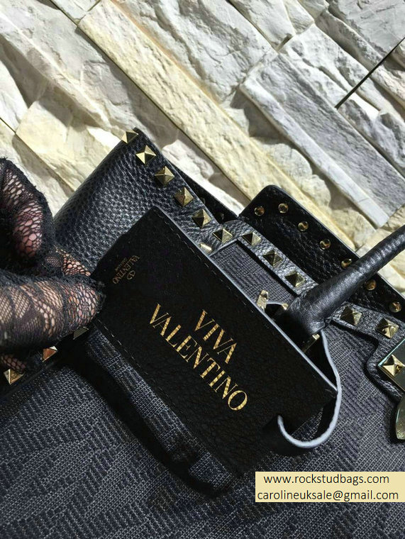 Valentino Fabric Double Handle Bag Black 2015 - Click Image to Close